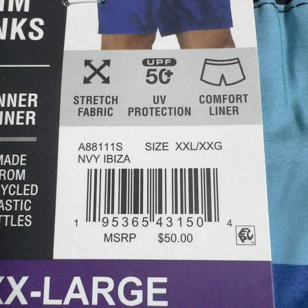 ZeroXposur Men's UPF 50+ Quick Dry Swim Trunks Navy Ibiza Size XXL - Picture 8 of 8